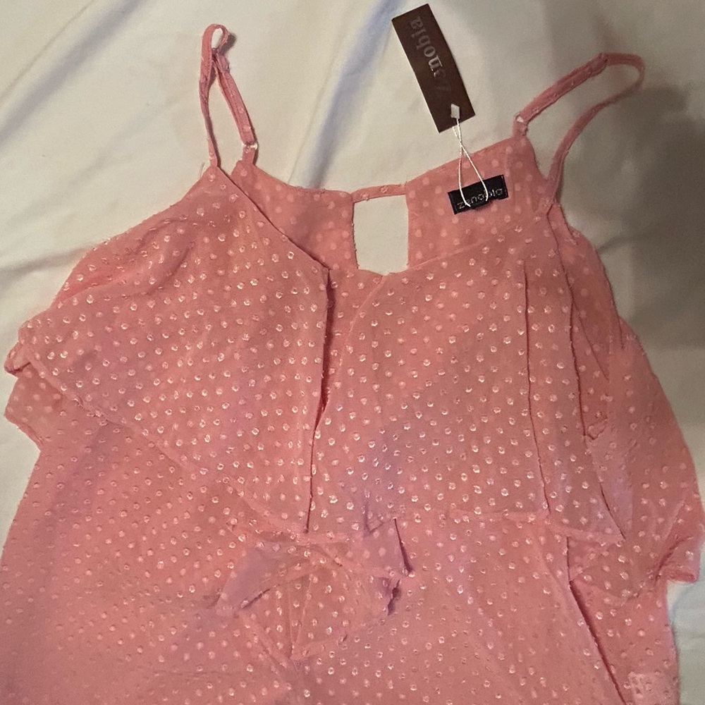 Zenobia Pink Asymmetrical Tie Front Camisole